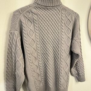 Aritzia Sunday Best Grey Cable Knit Sweater